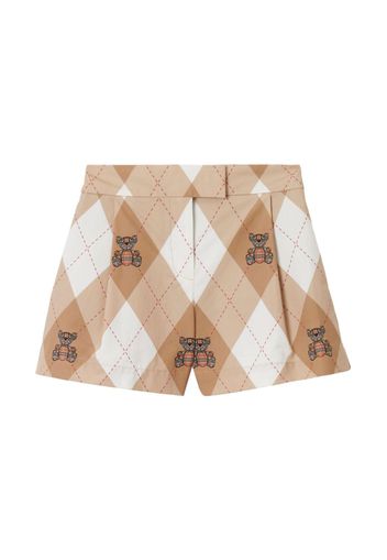 Burberry Kids Thomas Bear argyle-print shorts - SOFT FAWN IP PAT