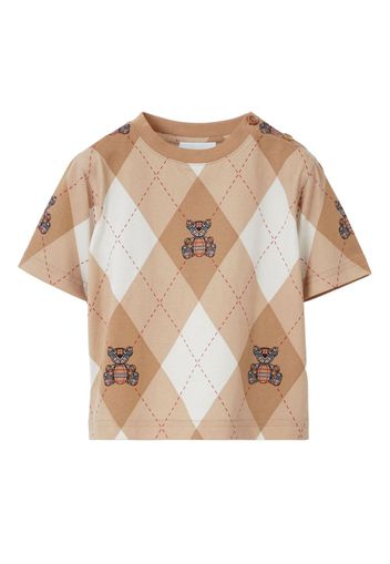 Burberry Kids Thomas Bear Argyle Print Cotton T-shirt - Toni neutri