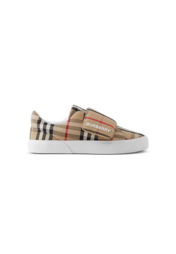 Burberry Kids check-pattern cotton sneakers - ARCHIVE BEIGE IP CHK