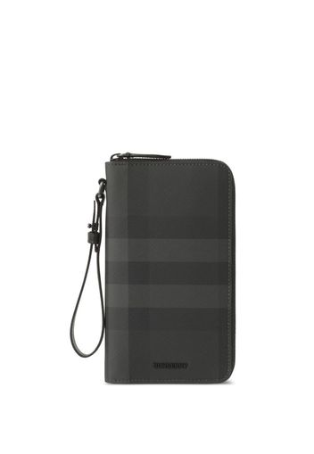 Burberry check-pattern zipped travel wallet - CHARCOAL