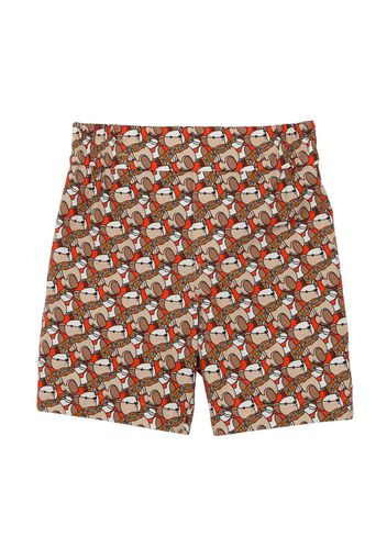 Burberry Kids Thomas Bear Print Cotton Shorts - Marrone