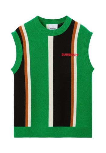 Burberry Kids logo-embroidered striped vest - Verde
