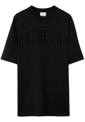 Burberry TB logo-lace cotton T-shirt - Nero