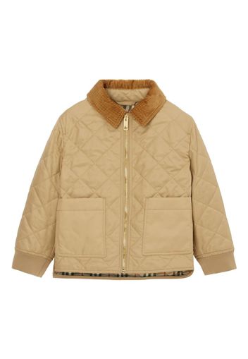 Burberry Kids corduroy-collar quilted jacket - Toni neutri