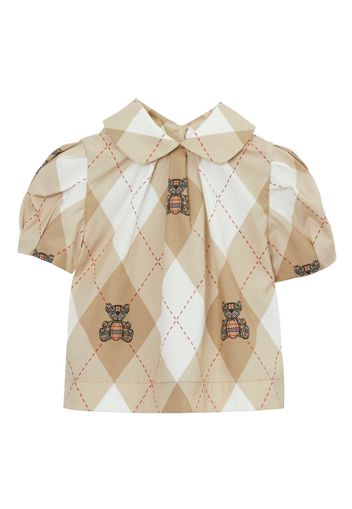 Burberry Kids Thomas Bear argyle-print blouse - Toni neutri