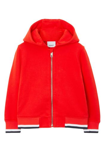 Burberry Kids College-print zipped cotton hoodie - Rosso
