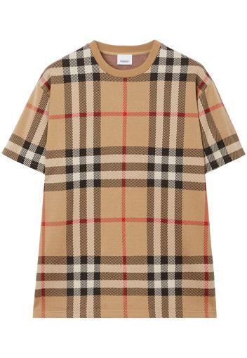 Burberry checkered jacquard cotton T-shirt - Toni neutri