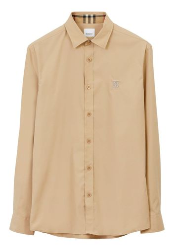 Burberry logo-embroidered long-sleeve shirt - Toni neutri