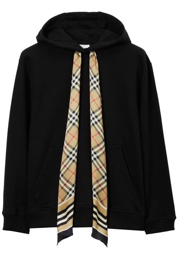 Burberry tartan-scarf cotton hoodie - Nero