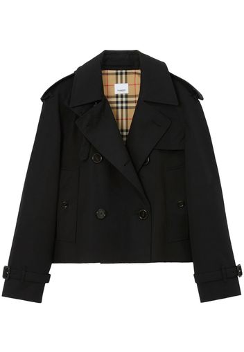 Burberry Cotton Gabardine Cropped Trench Coat - Nero