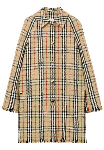 Burberry bouclé checkered buttoned raincoat - Toni neutri