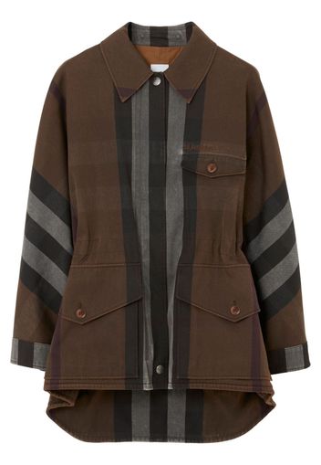 Burberry check-print long-sleeved parka - Marrone