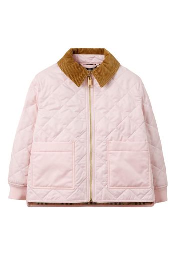 Burberry Kids corduroy-collar diamond-quilted jacket - Rosa