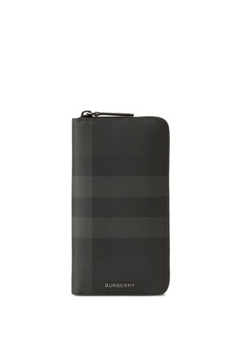 Burberry Check and Leather Ziparound Wallet - Grigio