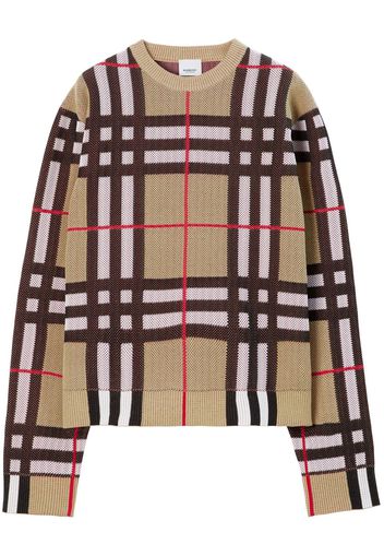 Burberry Check Technical Cotton Sweater - Toni neutri