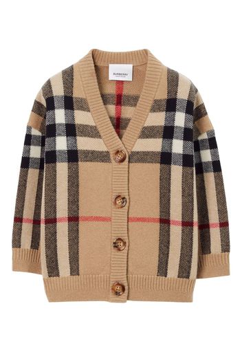 Burberry Kids Cardigan con scollo a V - Marrone