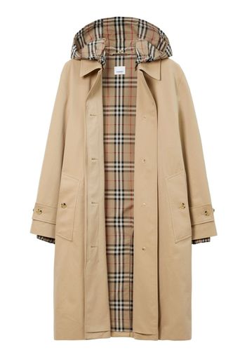 Burberry checkered gabardine hooded raincoat - Toni neutri