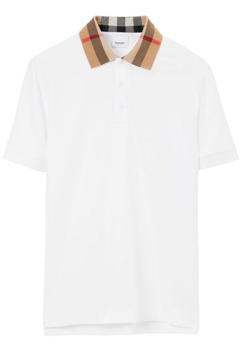 Burberry check print-detail polo shirt - Bianco