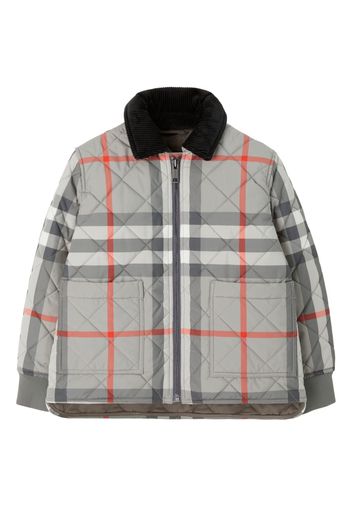 Burberry Kids Check-pattern diamond-quilted jacket - Grigio