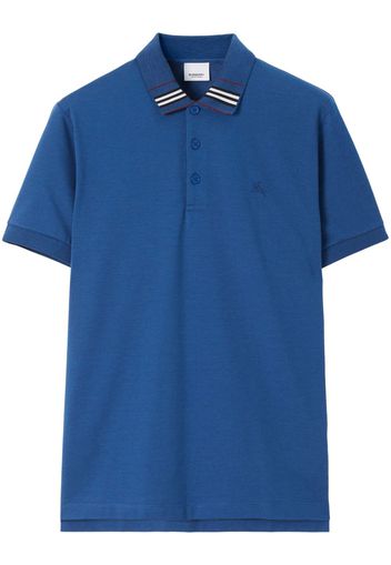 Burberry EKD Cotton Silk Polo Shirt - Blu