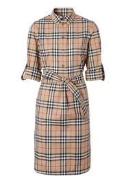 Vintage check tie-waist shirt dress