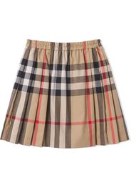 Burberry Kids check-pattern pleated skirt - Marrone