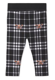 Burberry Kids bear-motif check-print leggings - Nero