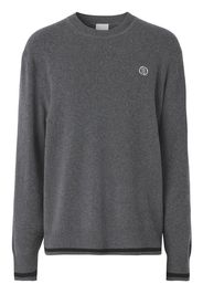 Burberry monogram-motif cashmere-cotton blend jumper - Grigio
