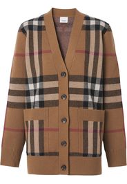 Burberry checked wool-cashmere blend cardigan - Marrone