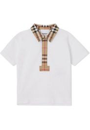 Burberry Kids Polo con bordo a quadri - Bianco