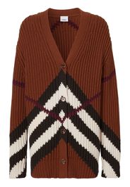 Burberry chevron-pattern ribbed cardigan - Marrone