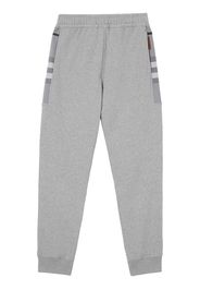 BURBERRY Check Panel Cotton Jogging Pants - Grigio