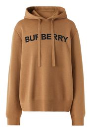 Burberry logo intarsia wool-cotton oversized hoodie - Marrone