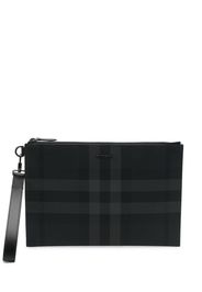 Burberry check-print clutch bag - Grigio