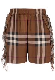 Burberry check-print silk shorts - Marrone