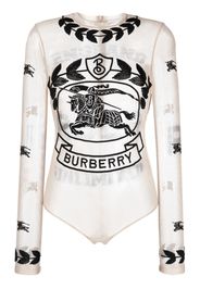 Burberry EKD embroidered stretch tulle bodysuit - Toni neutri