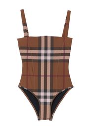 Burberry check-print stretch swimsuit - Marrone