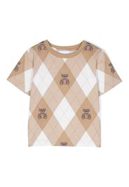Burberry Kids Thomas Bear argyle-print cotton T-shirt - Toni neutri
