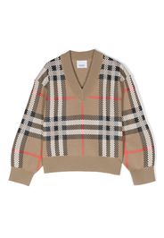 Burberry Kids plaid-pattern cotton sweatshirt - Toni neutri