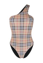 Burberry Check Stretch Nylon Asymmetric Swimsuit - ARCHIVE BEIGE IP CHK