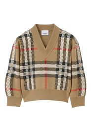 Burberry Kids Check Technical Wool Sweater - ARCHIVE BEIGE IP CHK