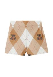 Burberry Kids Thomas Bear argyle-print cotton shorts - SOFT FAWN IP PAT