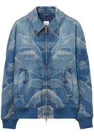 Burberry shark-print denim bomber jacket - Blu