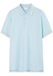 Burberry logo-embroidered collar polo shirt - Blu