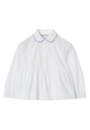 Burberry Kids EKD-embroidered peplum blouse - Bianco