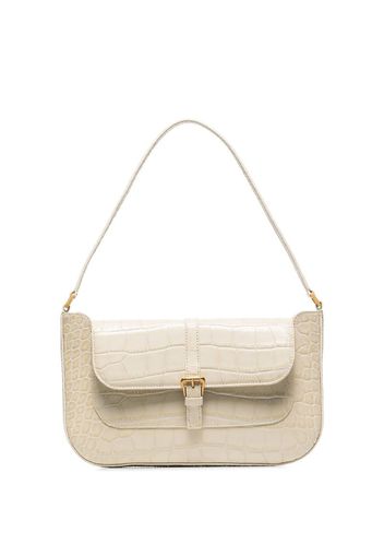 Cream mock croc leather shoulder bag