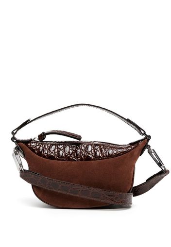 BY FAR suede crocodile shoulder bag - Marrone