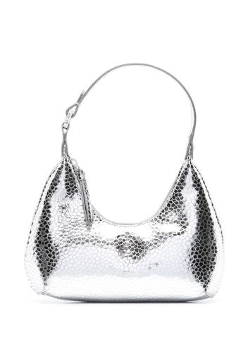 BY FAR Amber metallic-effect tote bag - Argento