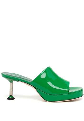 BY FAR Cala patent leather mules - Verde