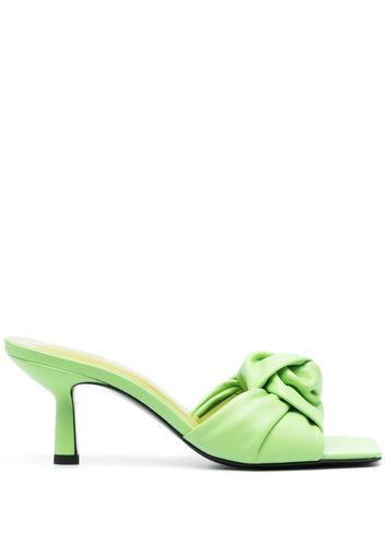 BY FAR 75mm leather knot-detail mules - Verde